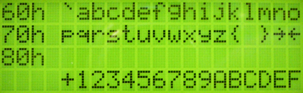 SparkFun Electronics LCD-09568 CharMap In Hex 60-8F